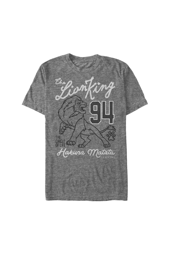 Men's Lion King Simba Print Graphic Tee Charcoal Heather Medium