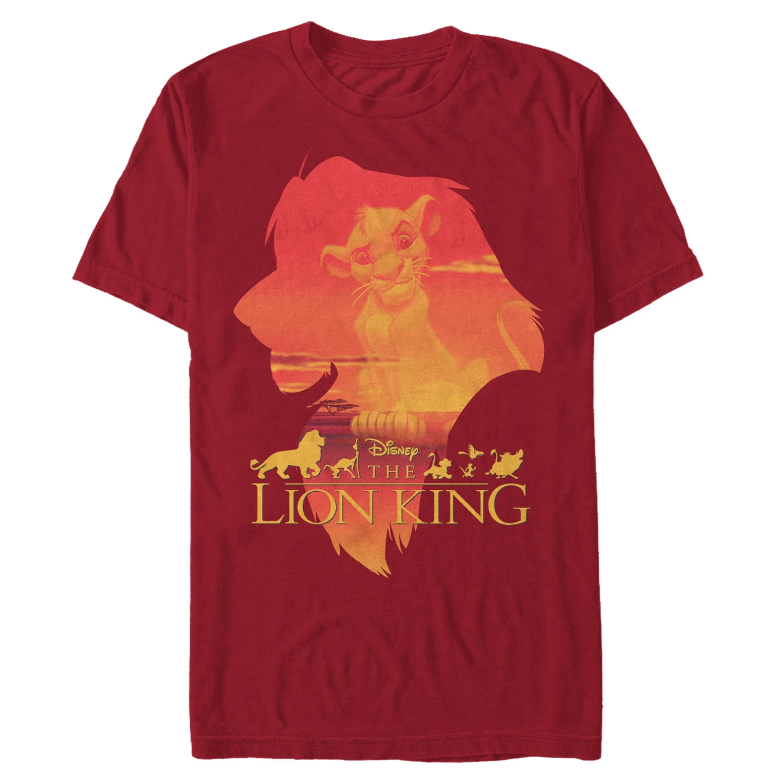 Men's Lion King Simba Profile Graphic Tee Cardinal Small - Walmart.com