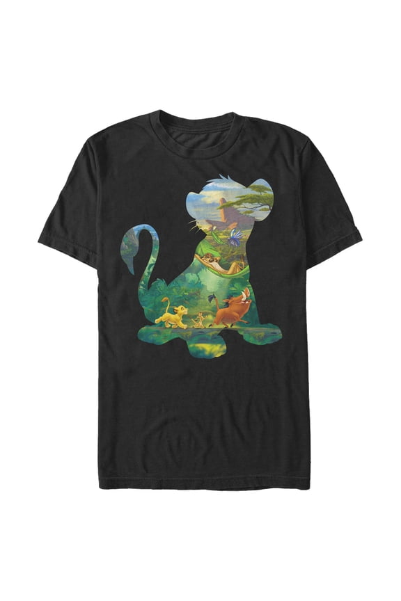 Men's Lion King Simba Silhouette Pride Rock Graphic Tee Black 3X Large