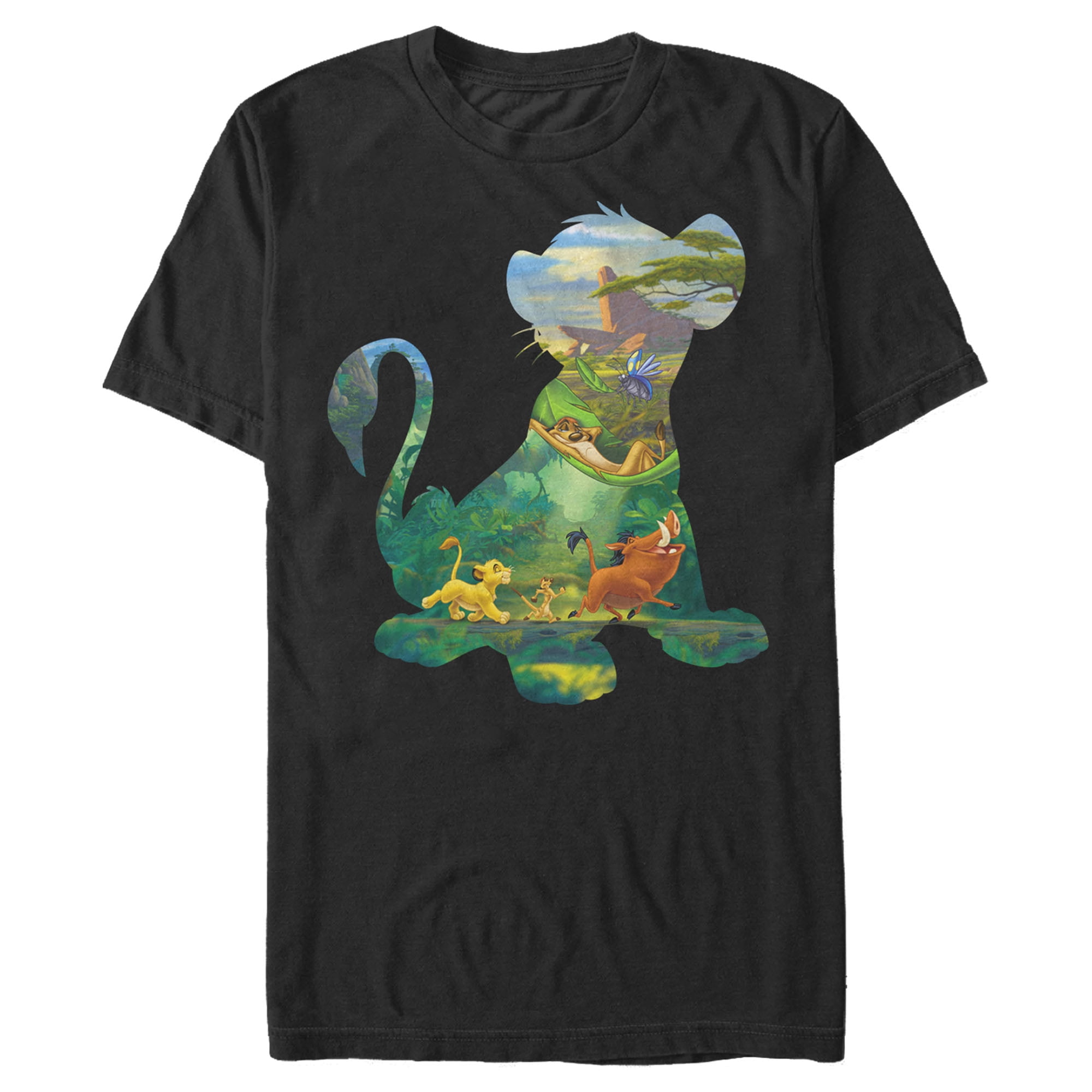 Men's Lion King Simba Silhouette Pride Rock Graphic Tee Black Large ...