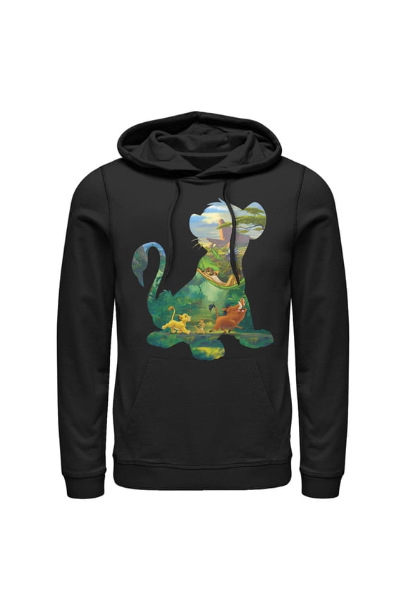 Men's Lion King Simba Silhouette Pride Rock Pull Over Hoodie Black 3X Large