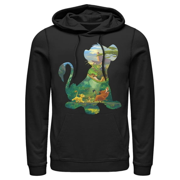 Men's Lion King Simba Silhouette Pride Rock Pull Over Hoodie Black Large