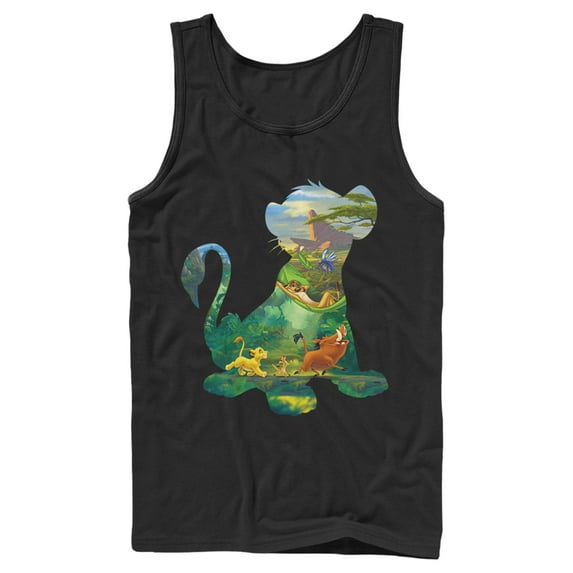 Men's Lion King Simba Silhouette Pride Rock Tank Top Black X Large
