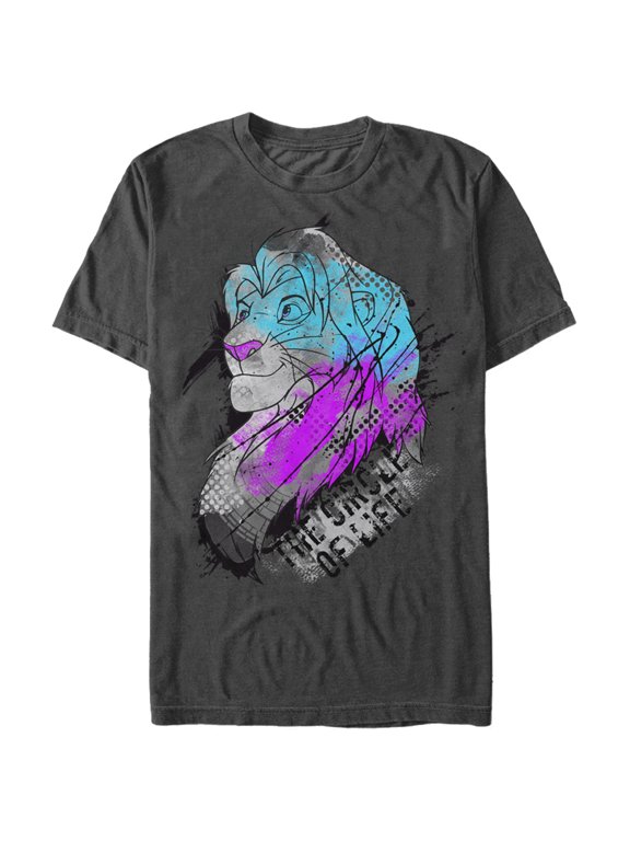 Men's Lion King Simba Splatter Art Graphic Tee Charcoal Large