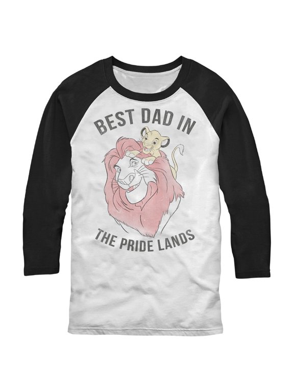 Men's Lion King Simba and Mufasa Best Dad in the Pride Lands Baseball Graphic Tee White/Black Medium