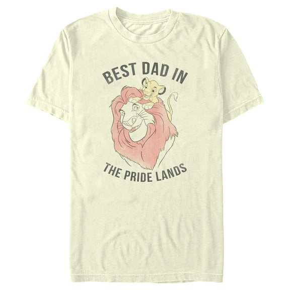 Men's Lion King Simba and Mufasa Best Dad in the Pride Lands  Graphic Tee Beige X Large
