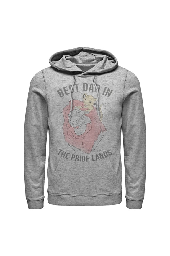 Men's Lion King Simba and Mufasa Best Dad in the Pride Lands Pull Over Hoodie Athletic Heather Small