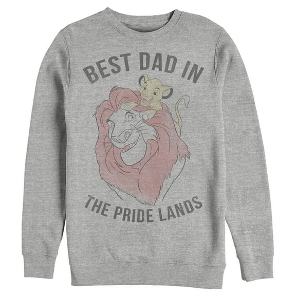 Men's Lion King Simba and Mufasa Best Dad in the Pride Lands Sweatshirt Athletic Heather Large