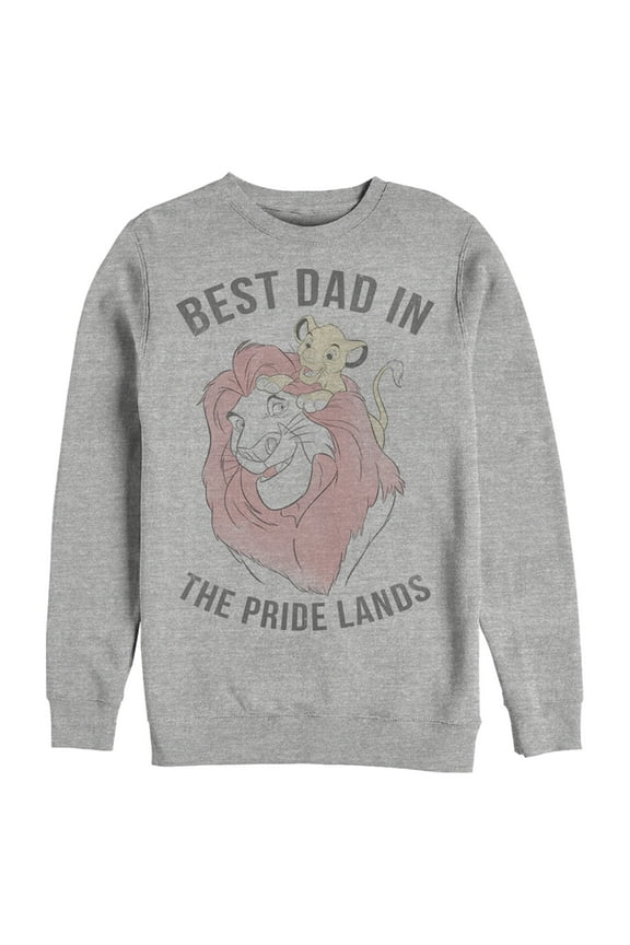 Men's Lion King Simba and Mufasa Best Dad in the Pride Lands Sweatshirt Athletic Heather Large