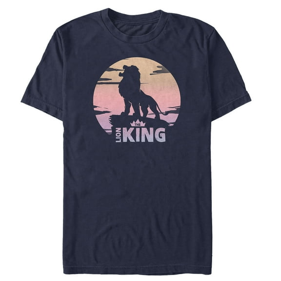 Men's Lion King Sunset Pride Rock Pose  Graphic Tee Navy Blue Medium