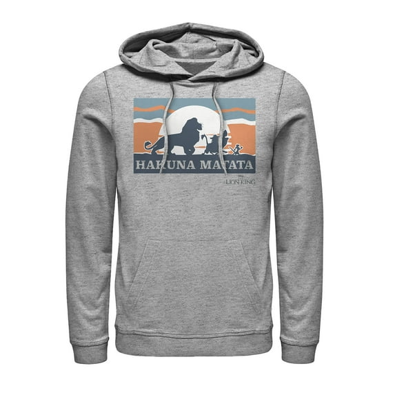 Men's Lion King Tropical BFF Silhouettes Pull Over Hoodie Athletic Heather Large