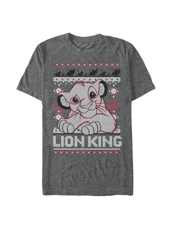 Men's Lion King Ugly Christmas Simba Graphic Tee Charcoal Heather Small