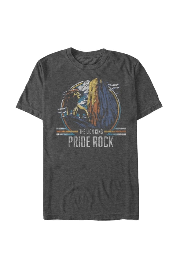 Men's Lion King Vintage Pride Rock Graphic Tee Charcoal Heather X Large