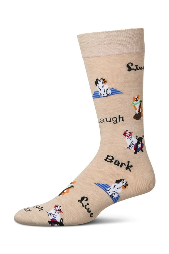 Men's Live Laugh Bark Rayon from Bamboo Crew Socks - Mens - Male, 10-13, Hemp Heather