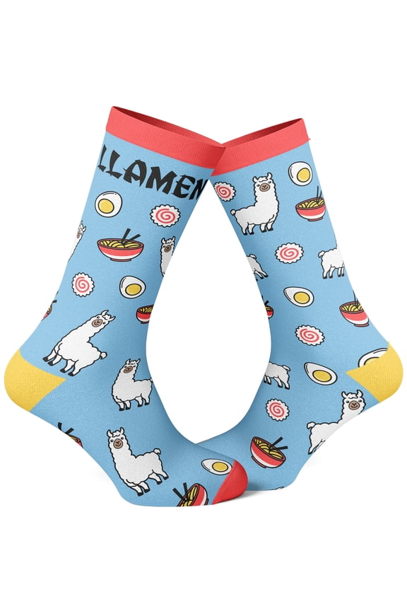 Men's Llamen Socks Funny Llama Ramen Noodles Takeout Novelty Graphic Footwear