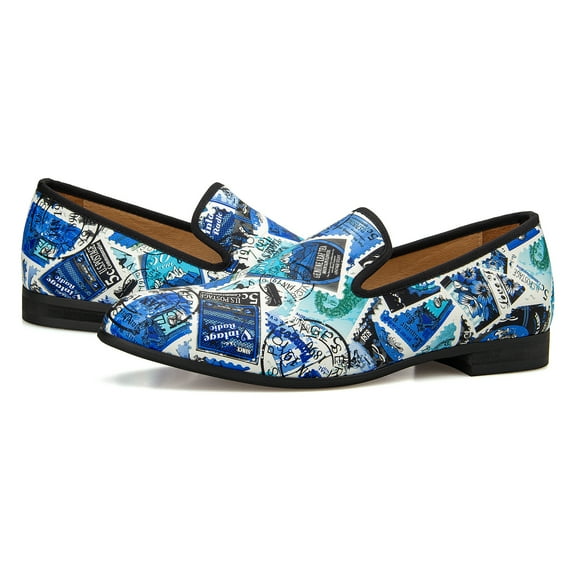 Men’s Loafers Fashion Blue Wedding Dress Shoes for Men Party Shoes, Blue-47, 10 US