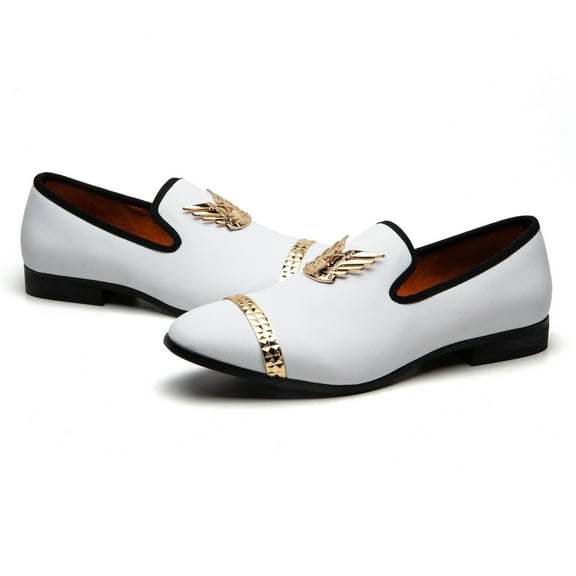 Men's Loafers | Fashion Classic | Wedding Dress Shoes for Men | Party Loafers, White-10, 9 US