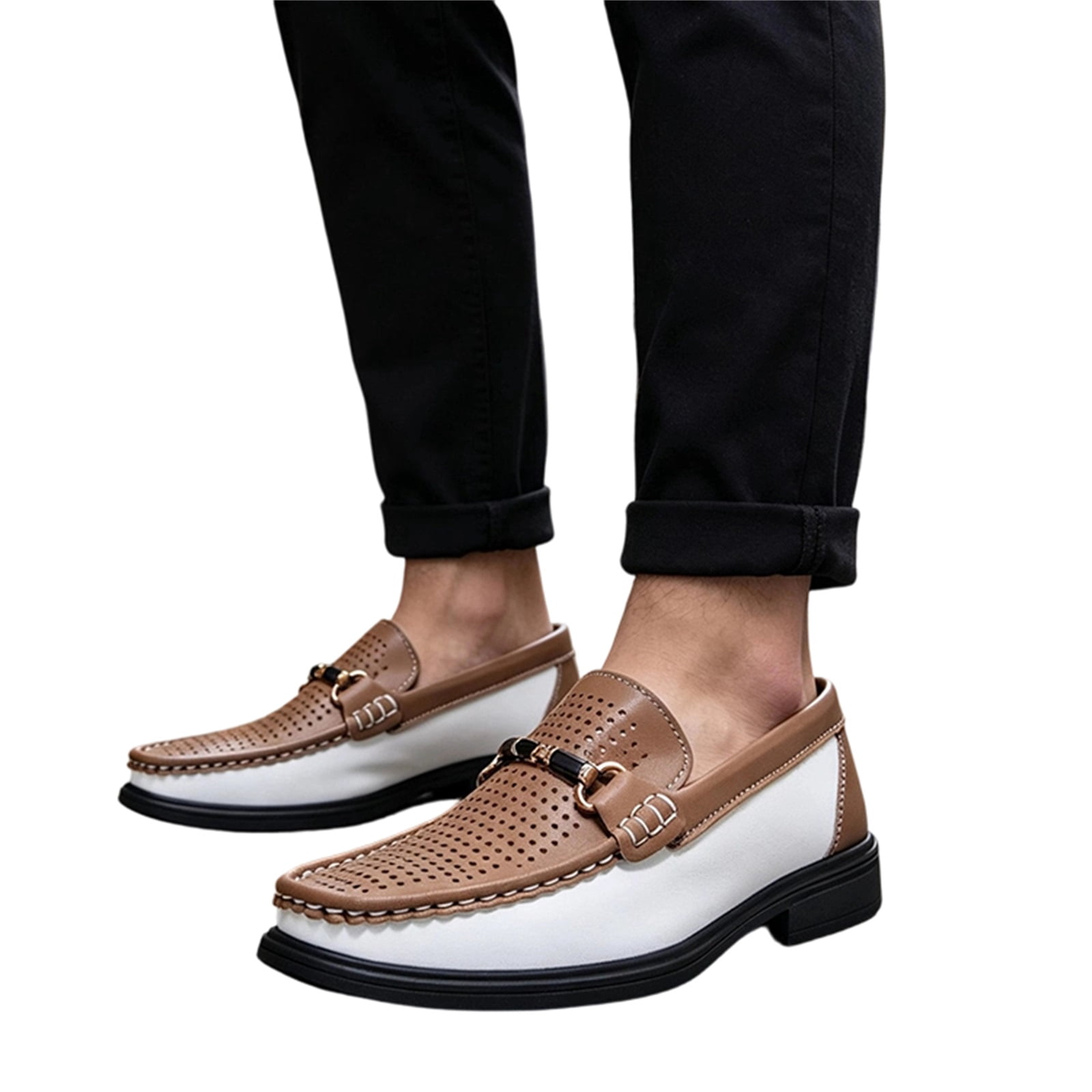 Men's Loafers, Slip On Dress Shoes, Two Tone Bit Moccasin Shoes ...