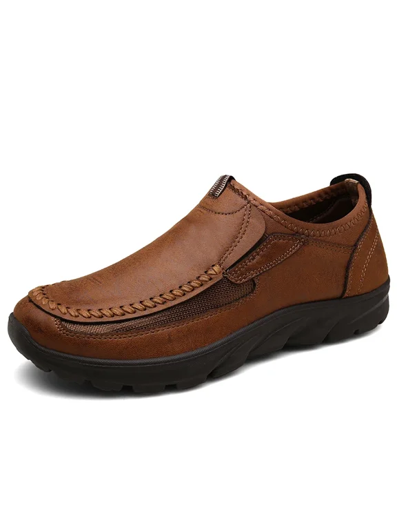 Men's Loafers Slip-ons Casual Shoes Leather Retro Moccasins Driving Shoes, Breathable & Lightweight Walking Sneakers, Comfortable Stylish Footwear for Men