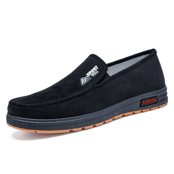 Men's Loafers & Slip-ons Casual Shoes for Men Comfort Corduroy Lightweight Non-Slip Slip on Shoes Boat Walking Shoes for Men, Black