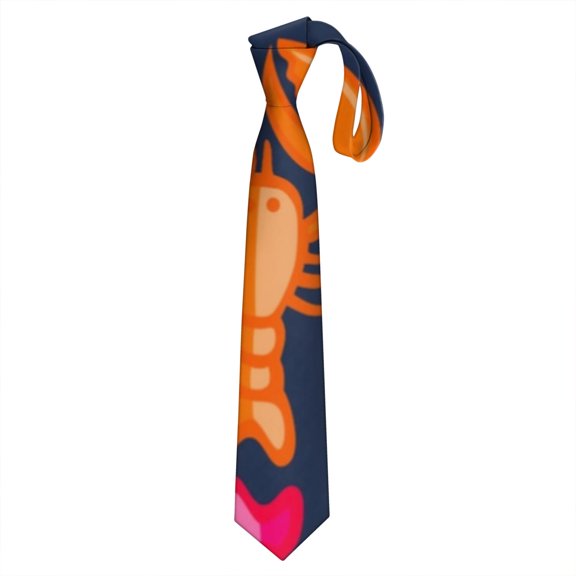 Men's Lobster & Seafood Nautical Tie - Satin Wrinkle-Resistant Formal Wedding Tie for Grooms, Prom & Business (58.3") - Vintage Ocean & Starfish Design