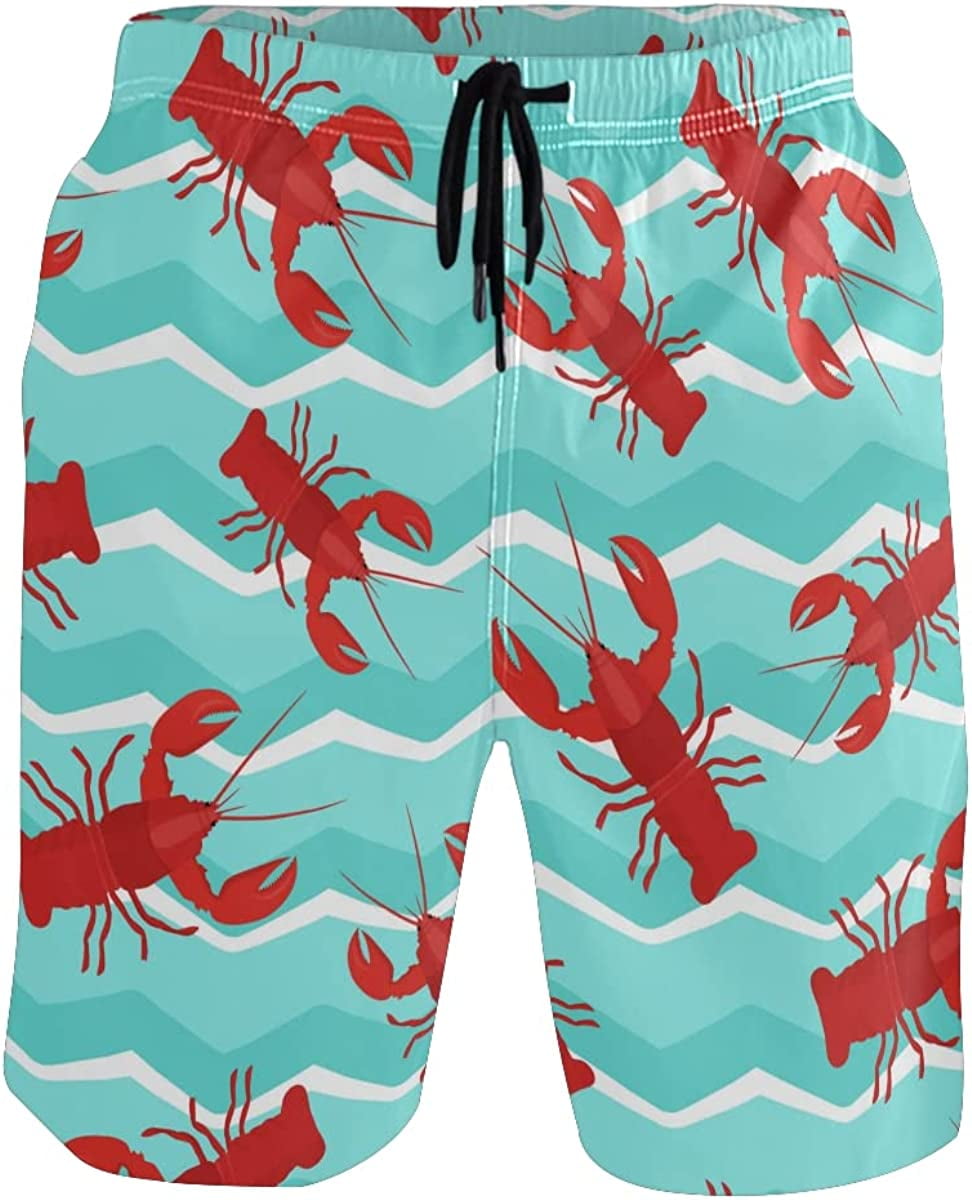 Men s Lobster Swim Trunks Sportwear Quick Dry Board Shorts with Mesh Lining S 3XL Walmart