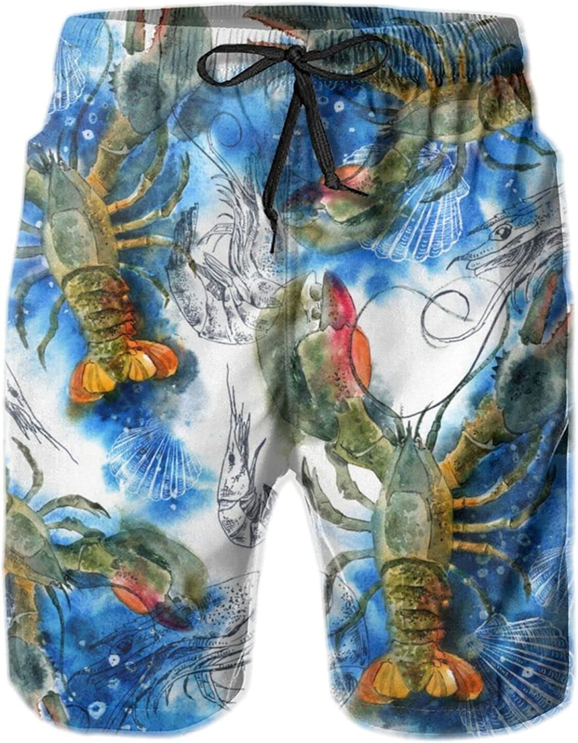 Men's Lobster and Shrimp Swim Trunks Quick Dry Swim Shorts Stylish ...