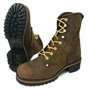 Mens Logger Boots Leather 10 Lace Up Rugged Work Motorcycle Biker