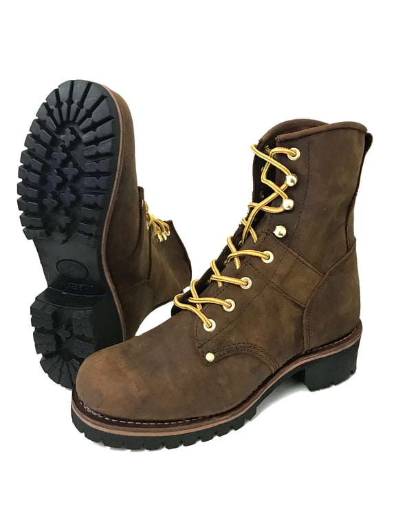 Men's Logger Boots Leather 10" Lace Up Rugged Work Motorcycle Biker