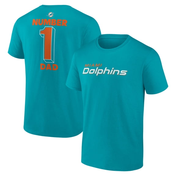 Men's Logo Athletic-Aqua Miami Dolphins #1 Dad Jersey T-Shirt