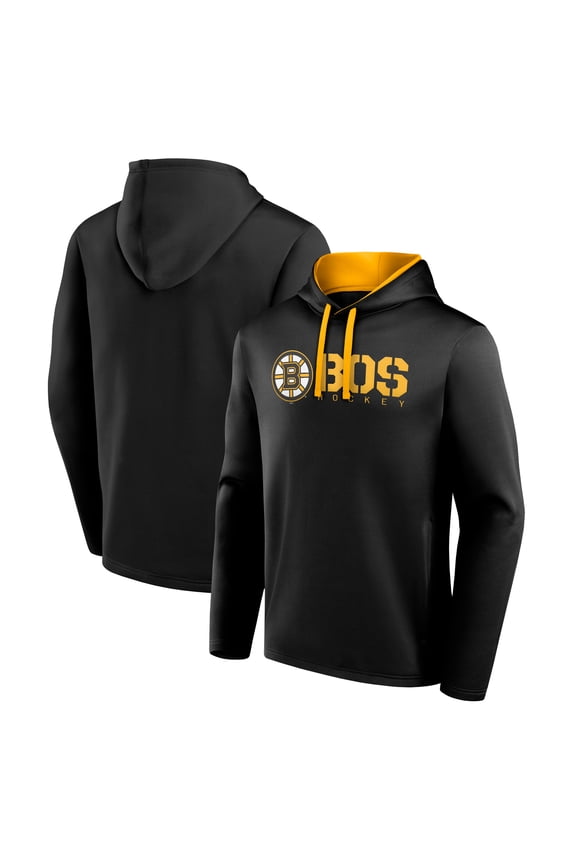 Men's Logo Athletic Black Boston Bruins Head Start Pullover Hoodie