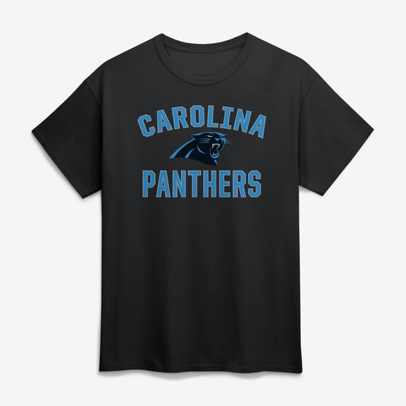 Men's Logo Athletic Black Carolina Panthers Cotton Victory Arch T-Shirt