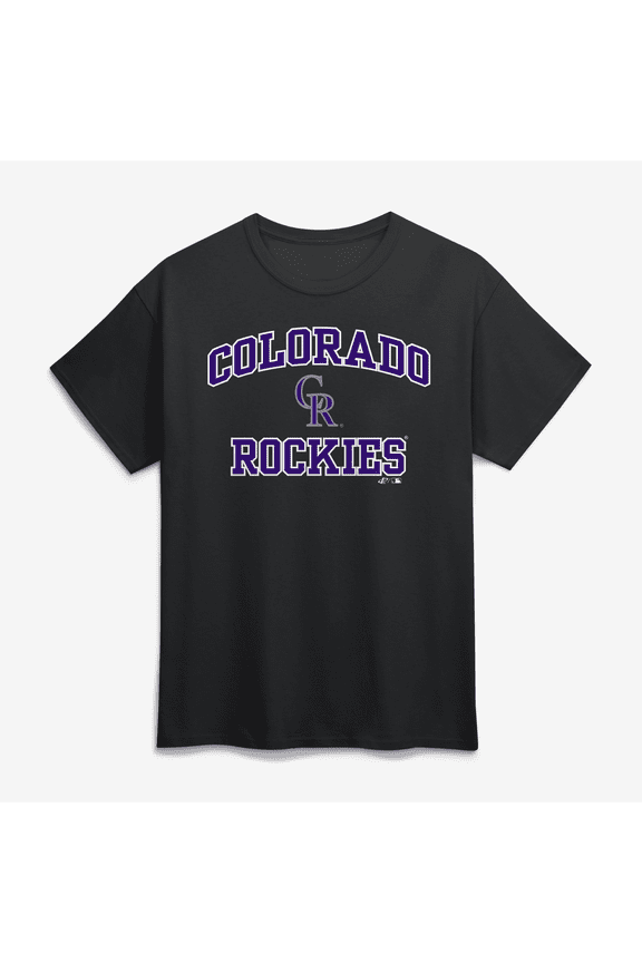 Men's Logo Athletic Black Colorado Rockies Heart and Soul T-Shirt