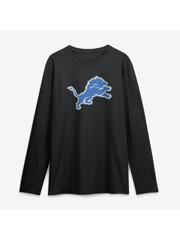 Men's Logo Athletic Black Detroit Lions Primary Logo Long Sleeve T-Shirt