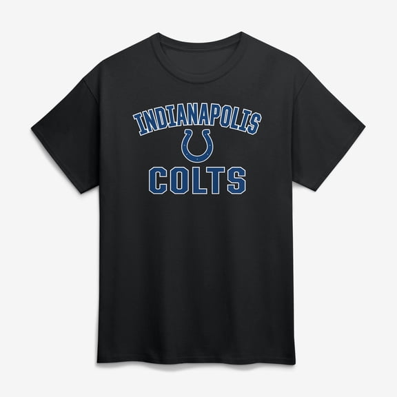 Men's Logo Athletic Black Indianapolis Colts Cotton Victory Arch T-Shirt