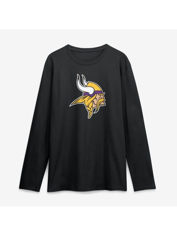 Men's Logo Athletic Black Minnesota Vikings Primary Logo Long Sleeve T-Shirt