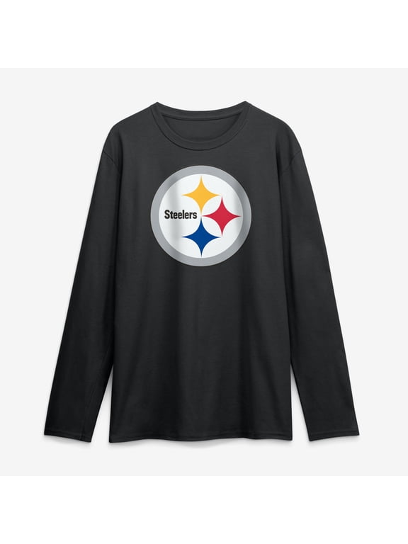Men's Logo Athletic Black Pittsburgh Steelers Primary Logo Long Sleeve T-Shirt