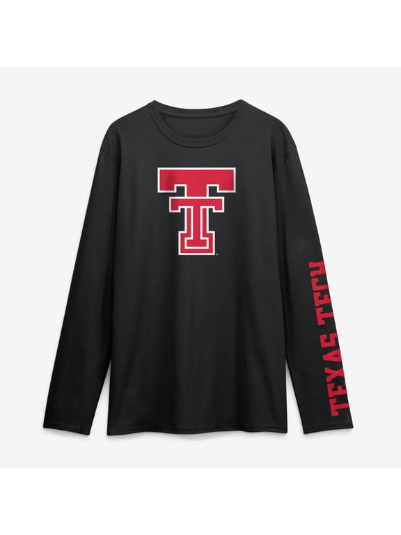 Men's Logo Athletic Black Texas Tech Red Raiders Primary Logo Long Sleeve T-Shirt