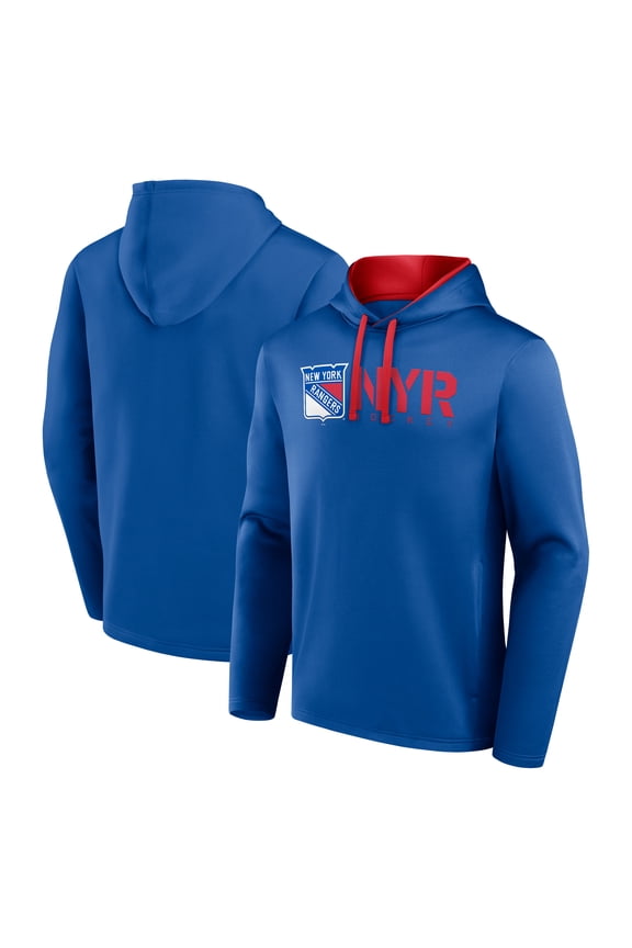 Men's Logo Athletic Blue New York Rangers Head Start Pullover Hoodie