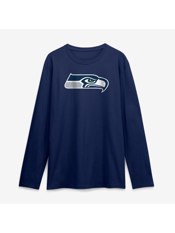 Men's Logo Athletic College Navy Seattle Seahawks Primary Logo Long Sleeve T-Shirt