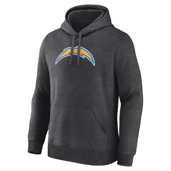 Men's Logo Athletic Heather Charcoal Los Angeles Chargers Primary Logo Hoodie