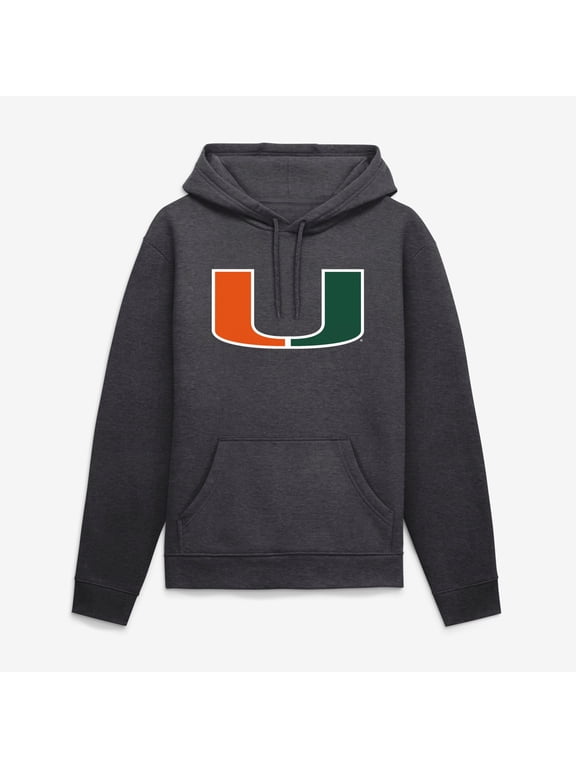 Men's Logo Athletic Heather Charcoal Miami Hurricanes Sunset Hoodie