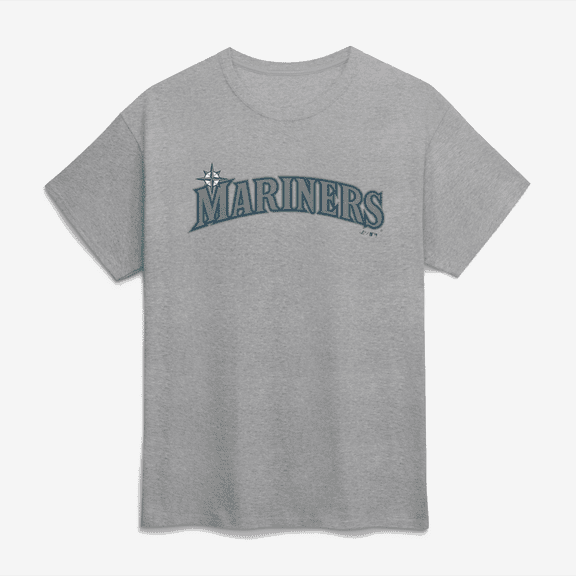 Men's Logo Athletic Heather Gray Seattle Mariners Wordmark T-Shirt