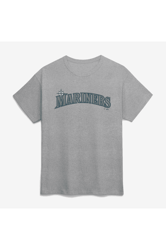 Men's Logo Athletic Heather Gray Seattle Mariners Wordmark T-Shirt