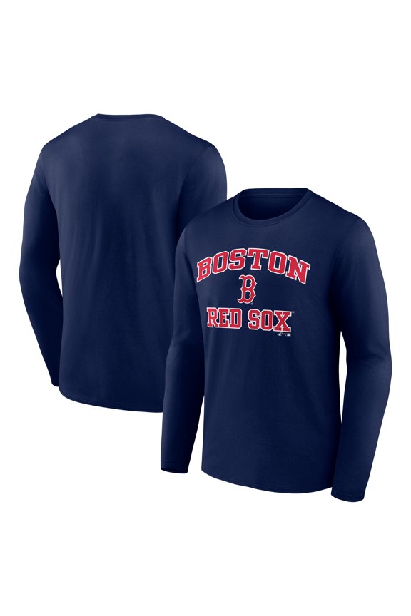 Men's Logo Athletic Navy Boston Red Sox Heart & Soul Long Sleeve T-Shirt