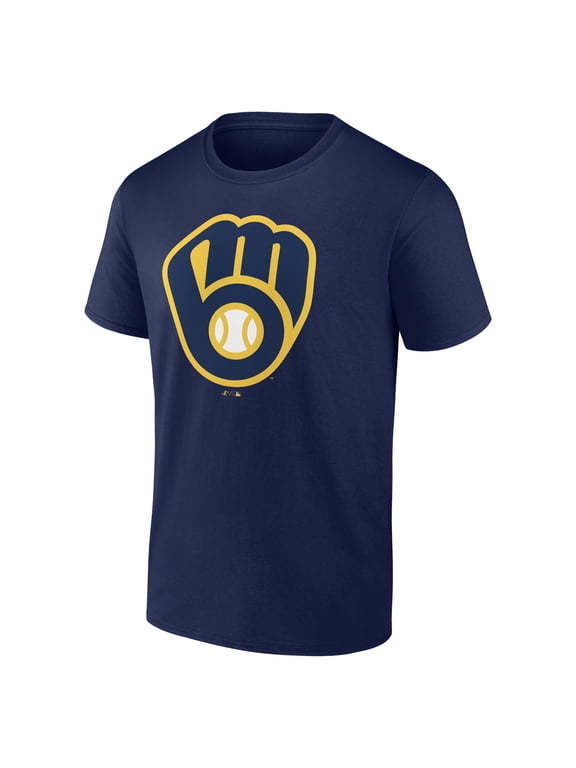 Men's Logo Athletic Navy Milwaukee Brewers Official Logo T-Shirt