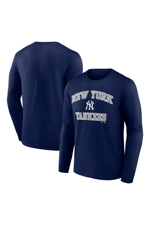 Men's Logo Athletic Navy New York Yankees Heart & Soul Long Sleeve T-Shirt