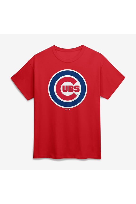 Men's Logo Athletic Red Chicago Cubs Official Logo T-Shirt