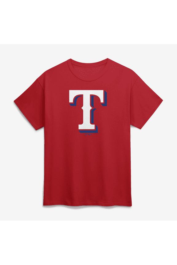 Men's Logo Athletic Red Texas Rangers Official Logo T-Shirt