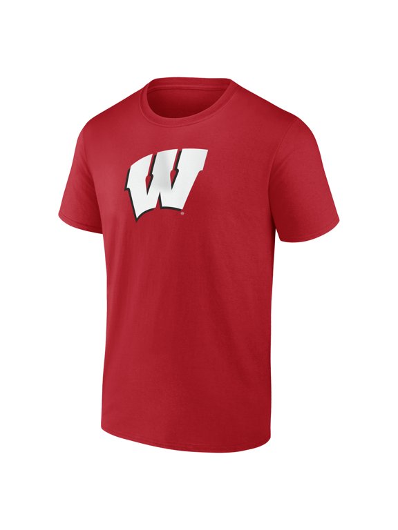 Men's Logo Athletic Red Wisconsin Badgers Primary Logo T-Shirt